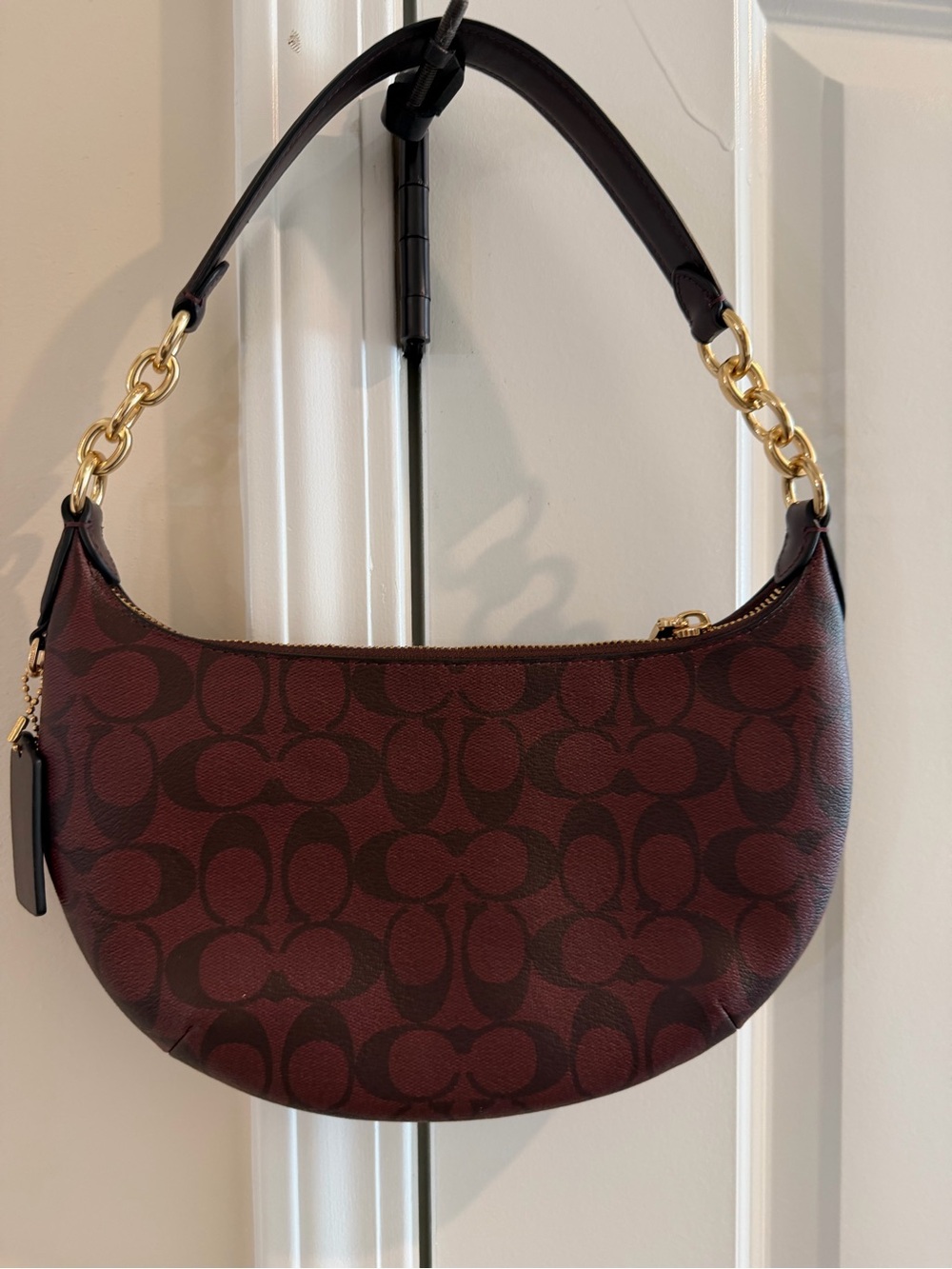 Coach burgundy Signature Crescent Shoulder Bag with Gold Hardware - Picture 10 of 10